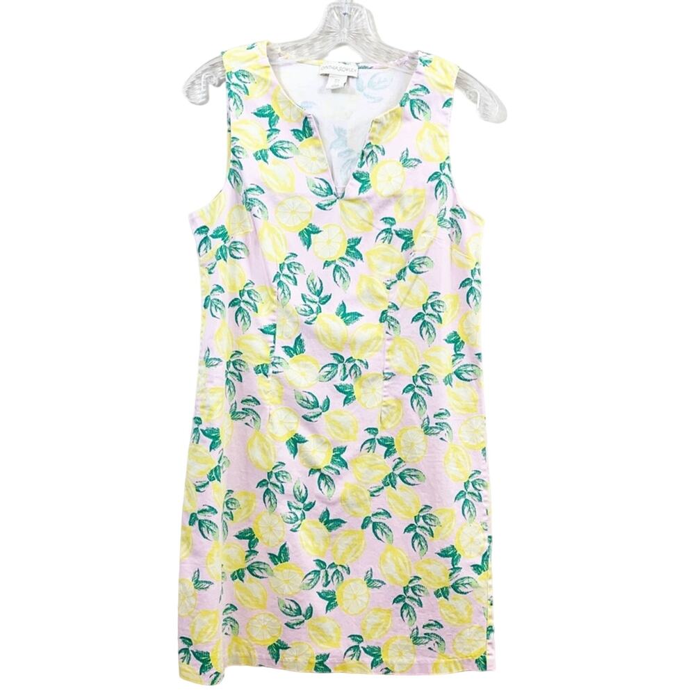 Cynthia Rowley Lemon V-Neck Sleeveless Mini Pink/Yellow/Green Dress